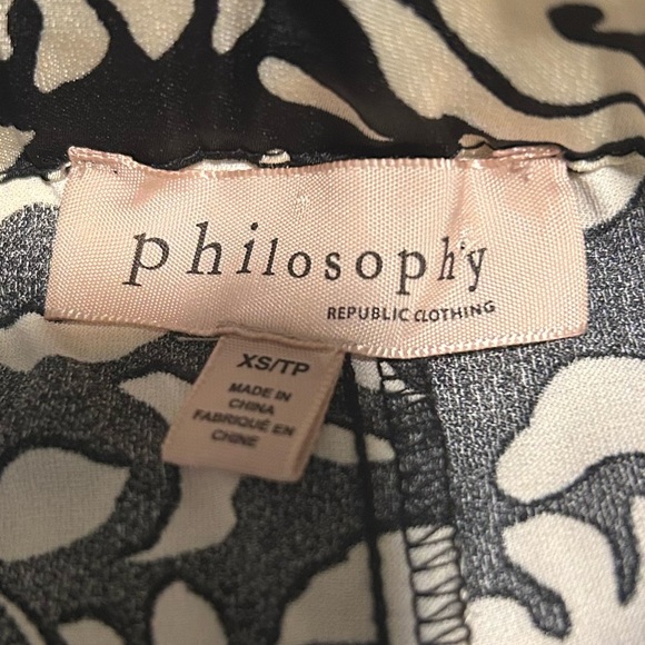 Philosophy Women's Wide Legs Black Ivory Floral Print Pants Elastic Waist Sz XS - Picture 9 of 9